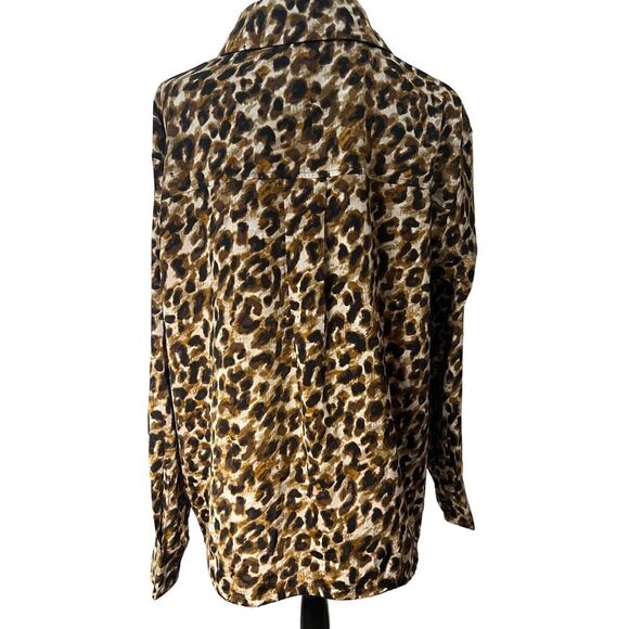 Rebecca Minkoff‎ Leopard Print Button-Down Shirt Chic Animal Pattern 2X - Picture 2 of 7